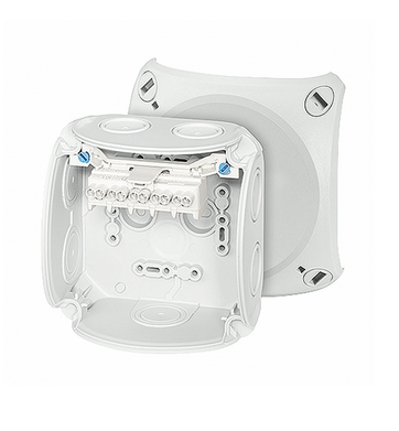 Коробка HENSEL DK 0402 G 104х104х70, 7+1 мембрана. вводов, 5-пол.кл. 0,75-2,5 кв.мм, серый, PP, IP66  62000003