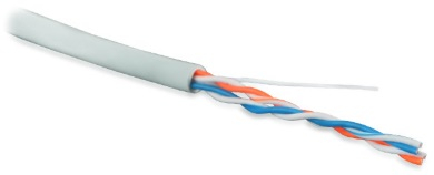 UUTP2-C5-S24-IN-PVC-GY-500 (UTP2-C5E-SOLID-GY-500) (500 м) Кабель витая пара, неэкранированная U/UTP, категория 5, 2 пары (24 AWG), одножильный (solid), PVC, -20градC – +75градC, серый Hyperline