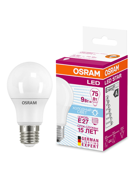 Светодиодная лампа OSRAM А60  8,5Вт 220-240В 4000К E27