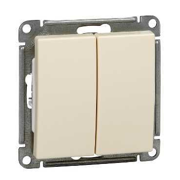 Schneider Electric  Wessen59  Слоновая Кость  Выключатель 2-клавишный 10АХ, механизм VS510-252-2-86