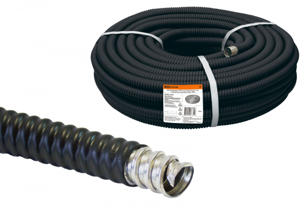 Металлорукав Р3-ЦПнг-38 черный без протяжки в ПВХ изоляции (20м) TDM (кратно 20)