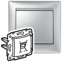Legrand Valena  Алюминий  Розетка механизм телефонная 1-местная RJ11  770138 индивидуальная упаковка DIY
