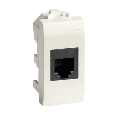DKC BRAVA Розетка Белый компьютерная RJ-45 кат. 5Е (разъем PcNet), 1 модуль 76654B