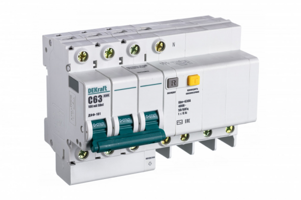 АВДТ со встр. защ. от сверхтоков 3P+N 63А 100мА AC С ДИФ-101 Schneider Electric 15226DEK
