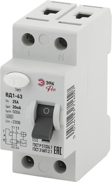 ЭРА NO-902-33 УЗО ВД1-63 1P+N 63А 30мА (1)