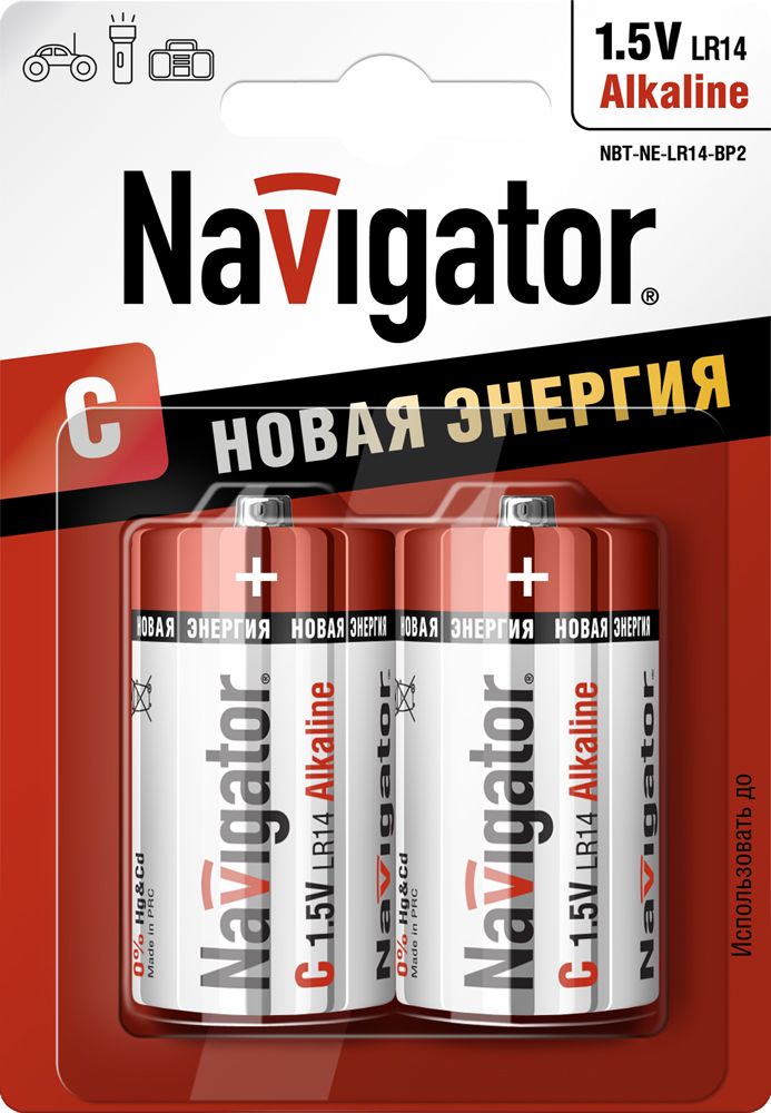 Элемент питания Navigator NBT-NE-LR14-BP2 94 754 (кратно 2)