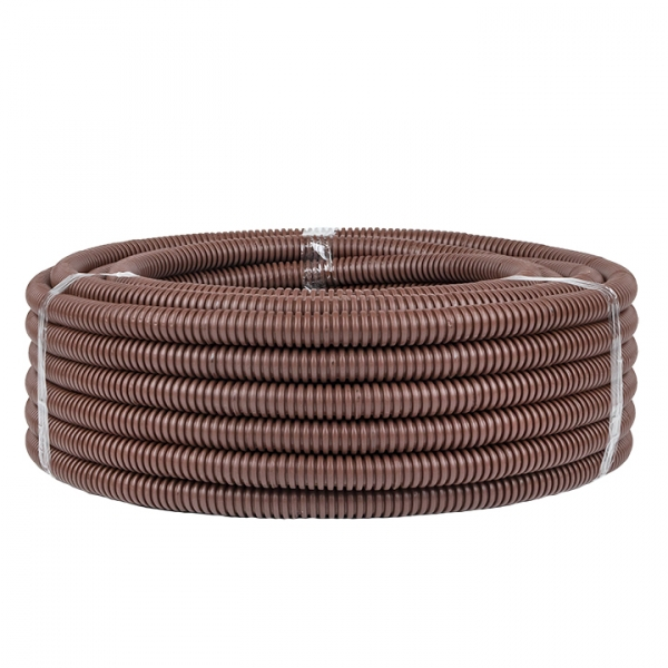 Труба ПВХ гофр. б/пр. 20мм темное дерево лёгкая EKF PROxima (кратно 25)