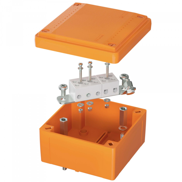 Коробка пластиковая FS с гладкими стенками и клеммниками, IP56,100х100х50мм, 5р, 450V,20A,10мм.кв