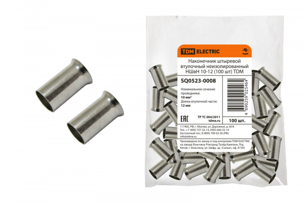 Наконечник НШВН 10-12 (100шт.) штыревой втулочный неизол. TDM SQ0523-0008