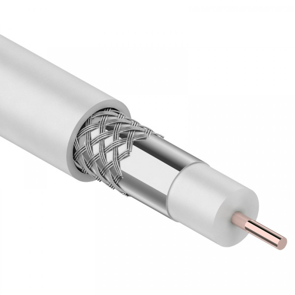 RG-6U (75 Ом), CCS/Al/Al 64 % (бухта 305 м) кабель белый  01-2203 REXANT