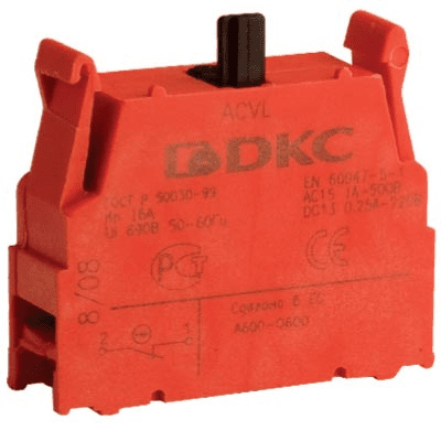 Контактный блок с клеммными  зажимами под винт, нормально-открытый, DKC, ACVL02 (кратно 5)