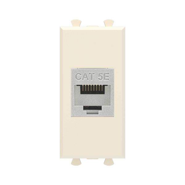 Компьютерная розетка RJ-45 без шторки модульная, кат.5е экранированная, "Avanti", "Ванильная дымка", 1 модуль