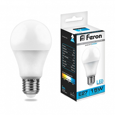 Светодиодная лампа Feron А60 15Вт 230В 6400K E27
