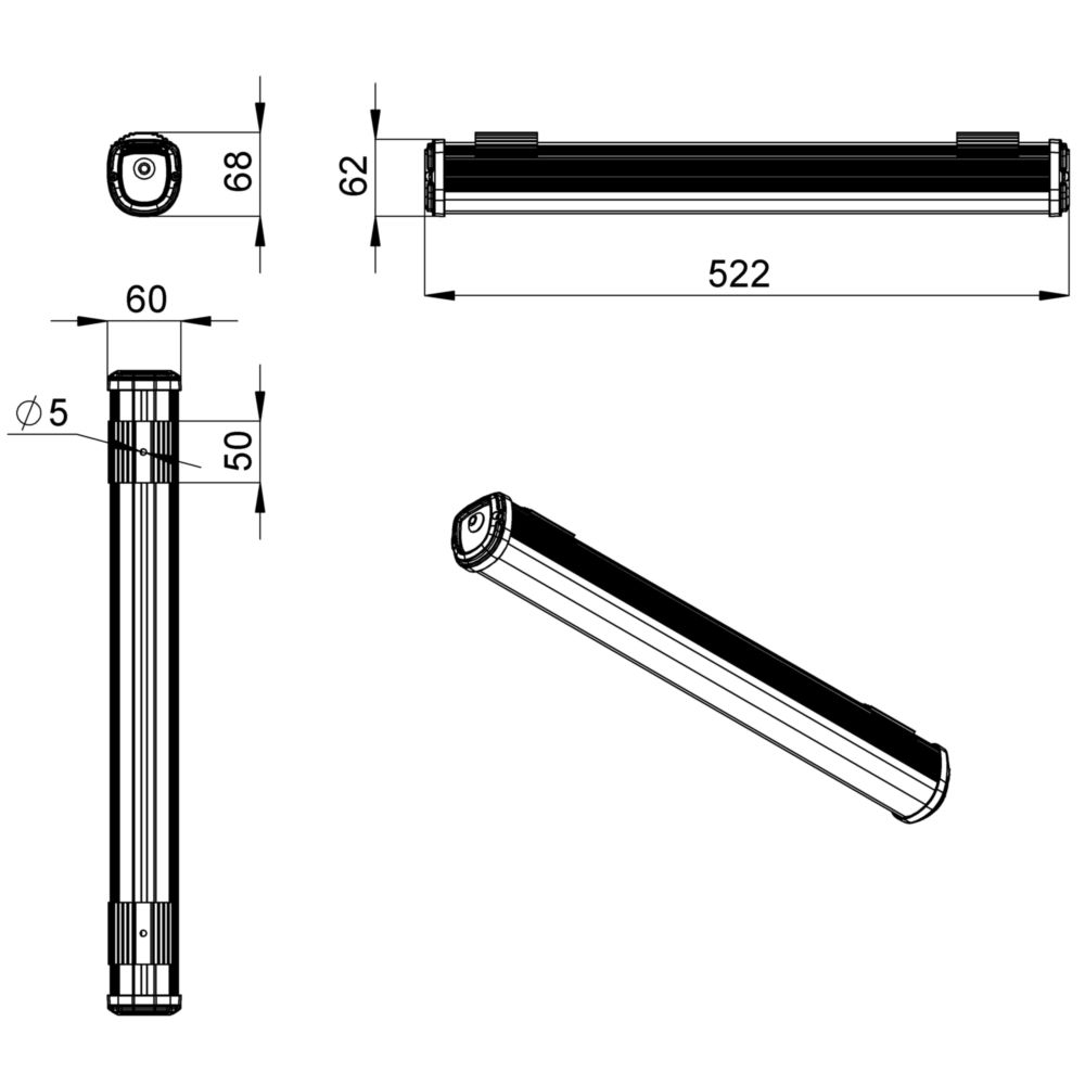 Т-Линия Оптима 10 500мм Экстра CRI70 5000К Прозрачный