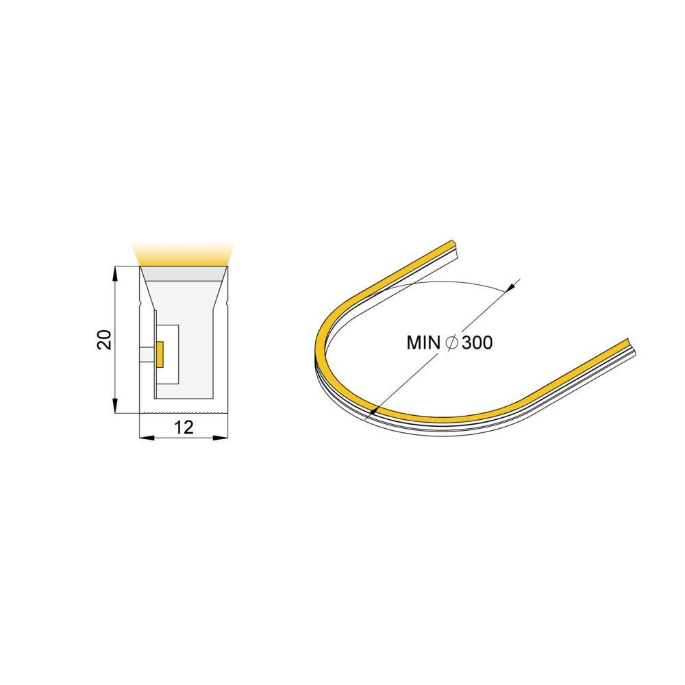 Кант 140 20м 1220 24В DC CRI90 3000К Боковое свечение