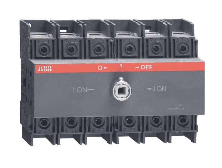 Переключатель реверсивный ABB  3П  100А  на DIN-рейку и монтажную плату  (б/ручки и перех.)  OT100F3C