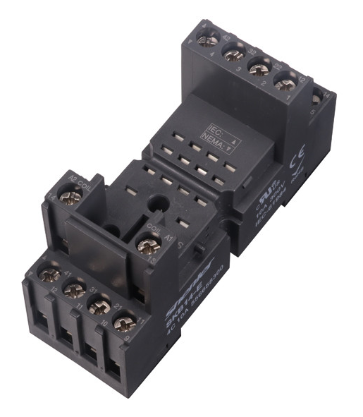 SKB14-E Цоколь SKB14-E,10A(300V),винтовой зажим,черный, на рейкуDIN35/панель, для RKE,RKF, R4N, MY4, 55.34,KMY4, PT4, RCM5