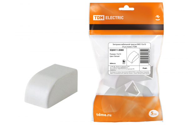 TDM  КМЗ  Белый  Заглушка кабельной трассы  15х10 (4 шт./комплект) SQ0411-0080
