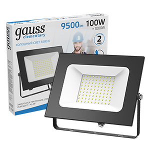 Прожектор светодиодный Gauss LED 100W 9500Лм IP65 6500К черный