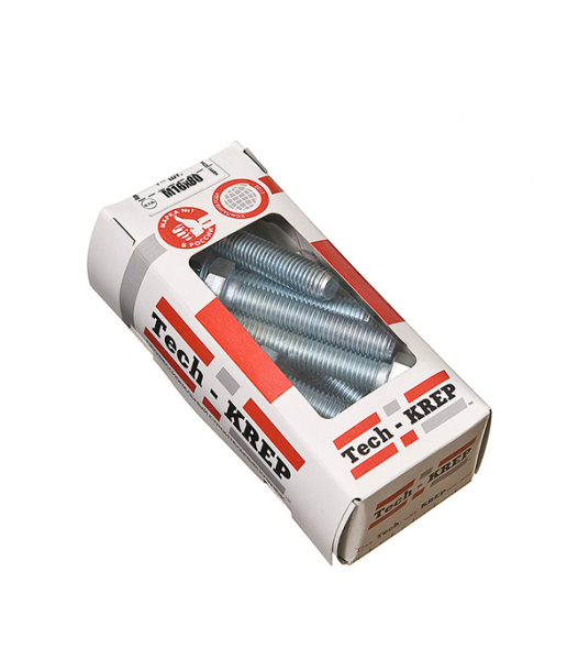 Болт DIN933 с шестигранной головкой оцинкованный М16х80 (10 шт) - коробка с ок. Tech-K