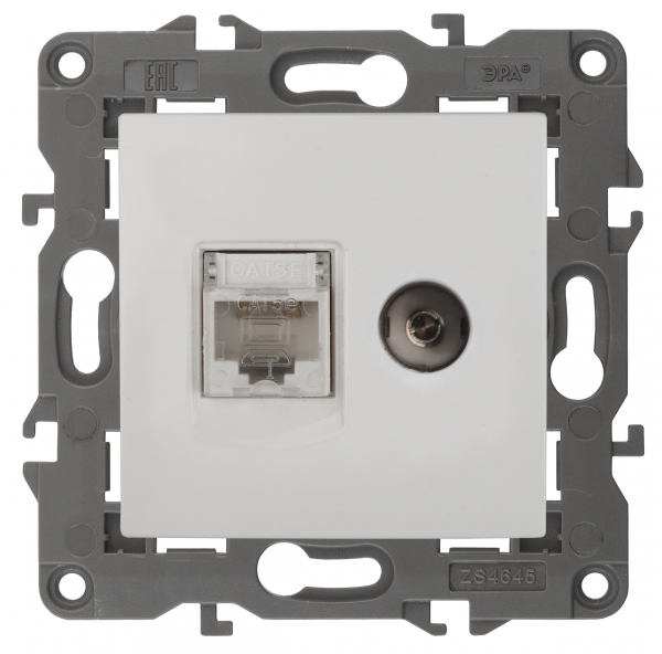 ЭРА  Elegance  Белый  Розетка RJ45+TV, IP20 14-3110-01