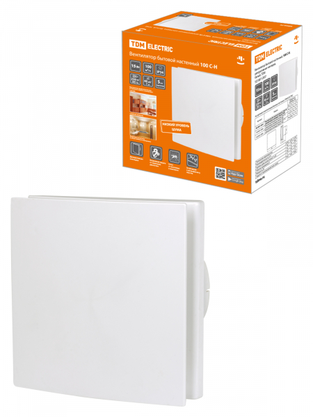 Вентилятор бытовой настенный TDM 100 С-Н, декоративная накладка, белый