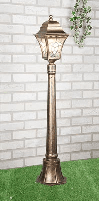 Садово-парковый светильник Elektrostandard Altair F черное золото (из 2-х частей столб + фонарь)