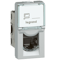 Розетка RJ45 UTP категория 6a 1М  Legrand  Mosaic Алюминий 079471