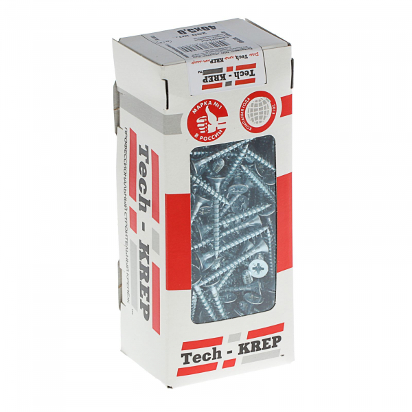 Саморезы универсальные  40х5,0 мм (200 шт)  оцинкованные - коробка с ок. Tech-Kr