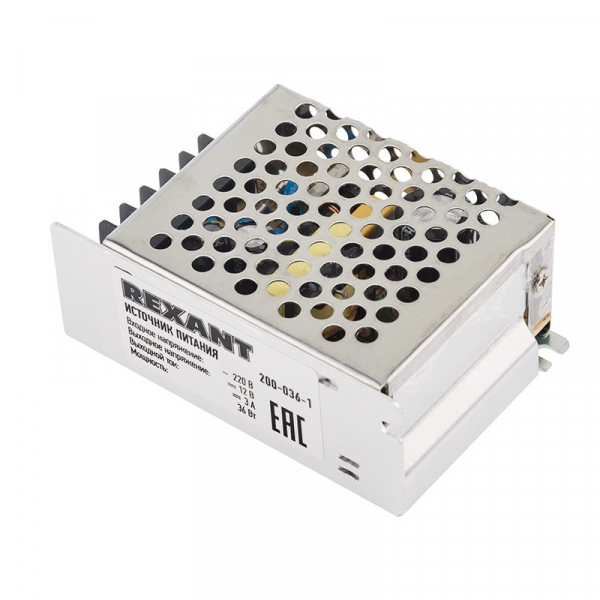REXANT Источник питания 220V AC/12V DC, 3A, 36W с разъёмами под винт, без влагозащиты (IP23) 200-036-1
