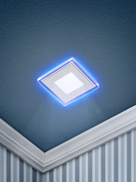 ЭРА свет-к LED 4-6 BL квадратный c cиней подсветкой LED 6W 220V 4000K (40/960)