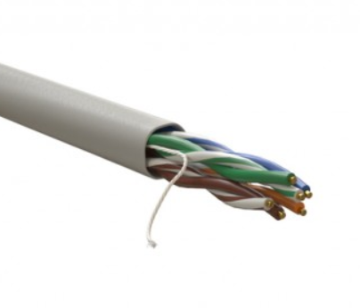 Кабель витая пара, неэкранированный U/UTP, категория 5e, 4 пары (24 AWG), одножильный, внутренний, PVC нг(А)-LS, серый, 305 м WRLine