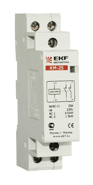 EKF  Контактор модульный 16А 1NO+1NC 230В AC  КМ-1-16 (1 модульный)