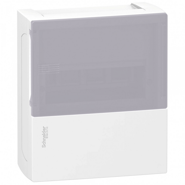 Бокс RESI9 MP (MINI PRAGMA)  Schneider Electric Plast_ENCL MIP12108T 1ряд/8модулей навесной дымчатая дверь /13368/