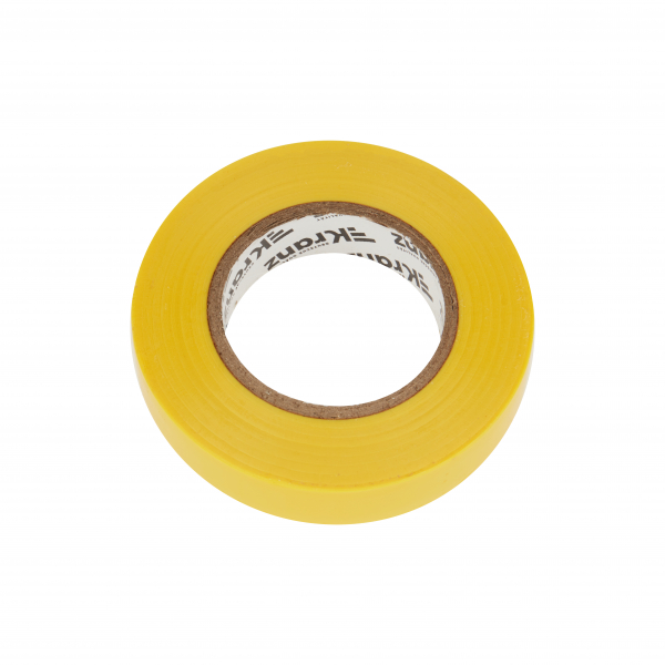 Изолента ПВХ KRANZ 0.13х15 мм, 25 м, желтая (5 шт./уп.) KR-09-2102 (кратно 5)