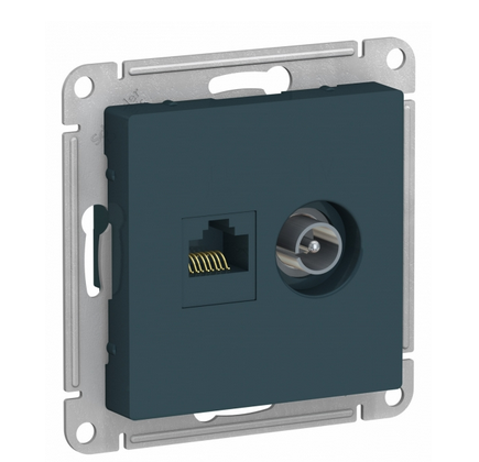 AtlasDesign Изумруд  Розетка 2-местная компьютерная+ТВ, RJ45+TV, кат.5E, механизм ATN000889