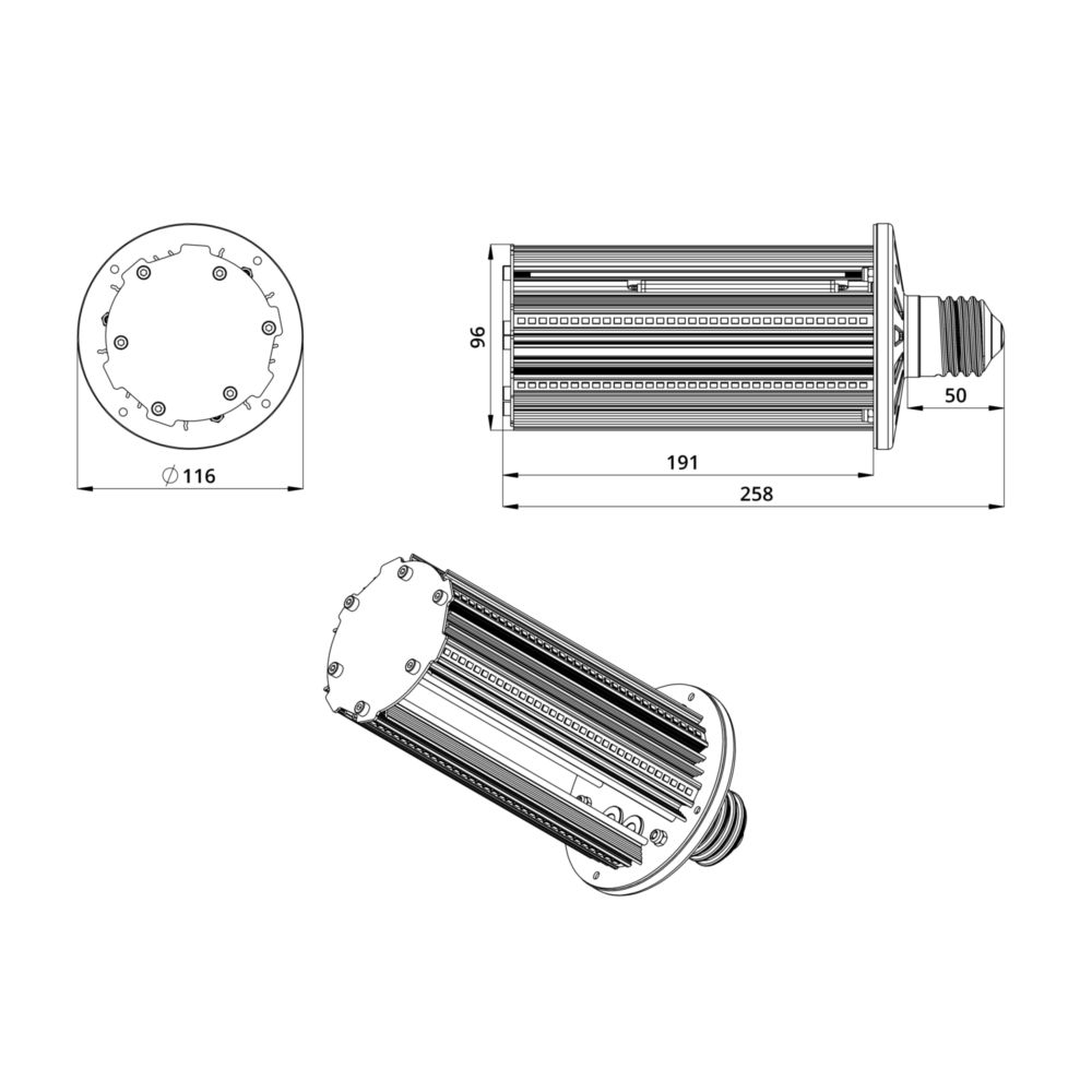 Светодиодная лампа ПромЛед КС Е40 С 40 5000К