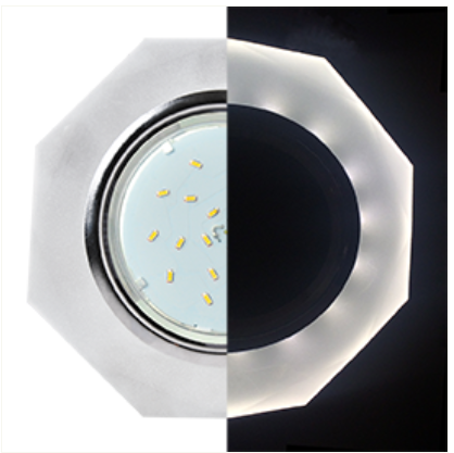 Светильник Ecola GX53 H4 LD5312 Glass Стекло 8-угольник с прямыми гранями с подсветкой  хром - матовый 38x133 (к+) /SL538AECH/