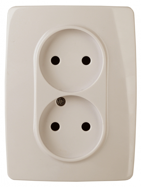 ЭРА  Эра12  Слоновая Кость  Розетка 2X2P, 16АХ-250В 12-2107-02