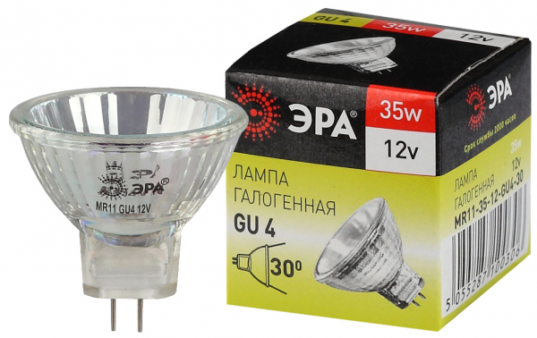 Галогенная лампа накаливания ЭРА GU4-MR11-35W-12V-30Cl