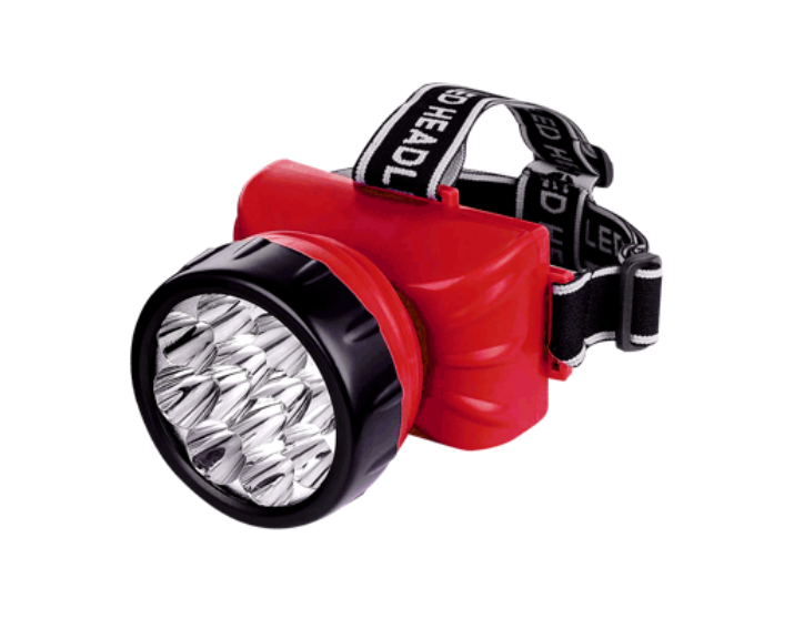 Фонарь налобный аккумуляторный HLA 09R 12LED 120Lm 15ч 2 режима, з/у 230В КРАСНЫЙ IN HOME