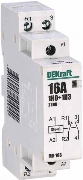 DEKraft  Контактор модульный  16А 1NO+1NC  230В AC