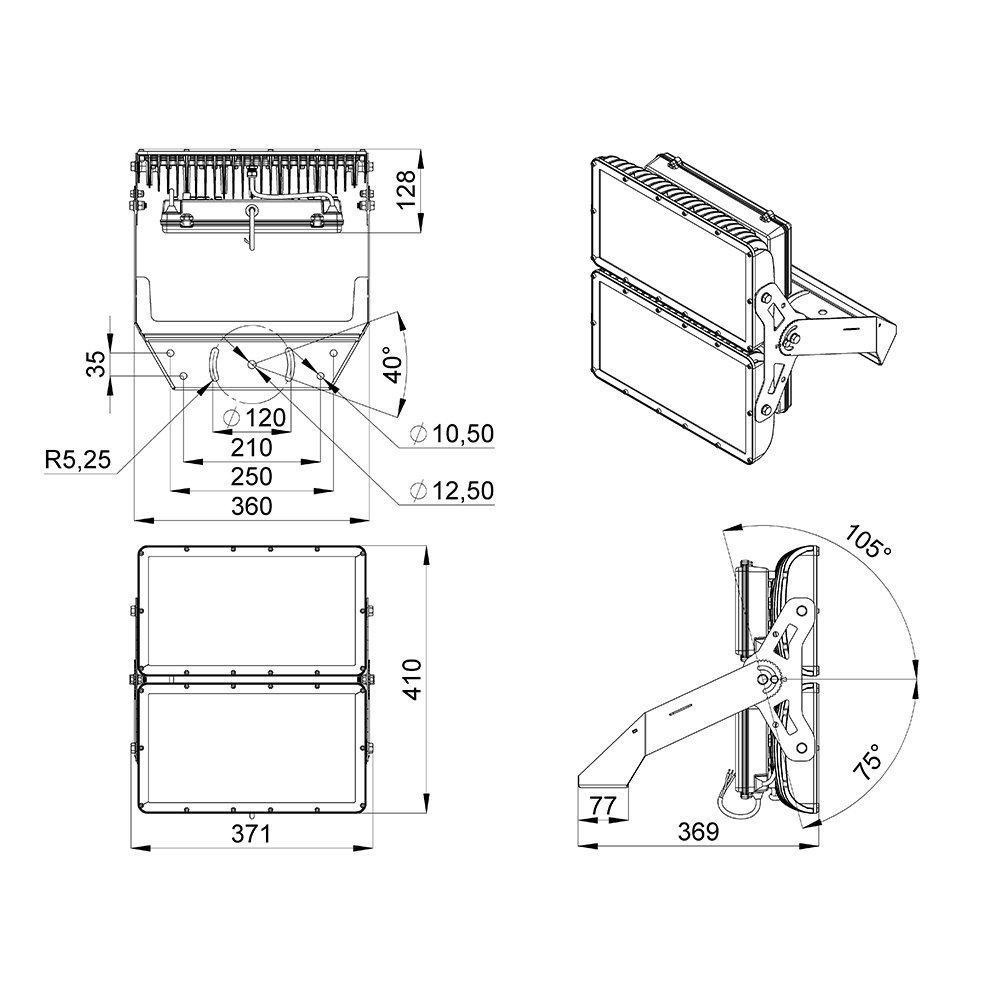 Прожектор 400 X 5000К 110×45°