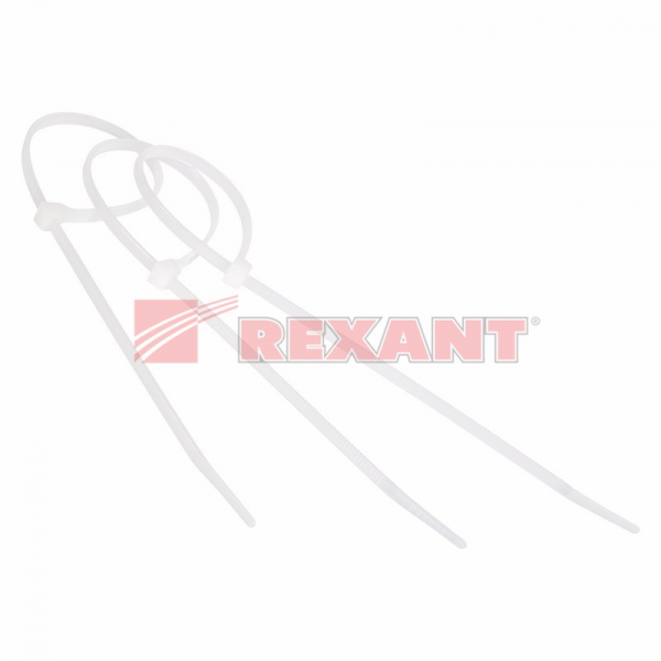Хомут (стяжка) нейлон  3.0 х 150  бел.  (100шт)  проф.  REXANT 07-0150-1 07-0150-1