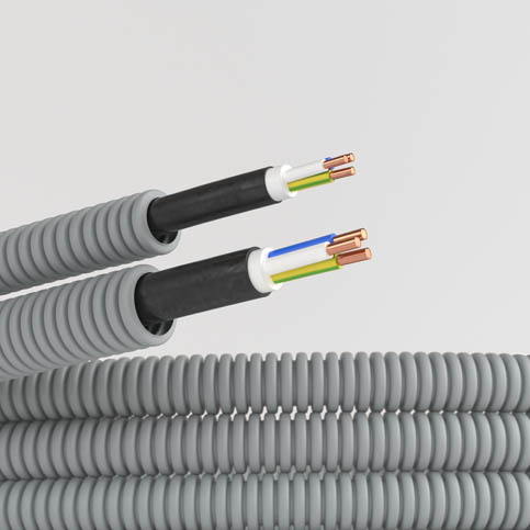 Электротруба ПВХ гибкая гофр. д.20мм, цвет серый, с кабелем ВВГнг(А)-LS3х1,5мм2 Конкорд, 100м (кратно 100)