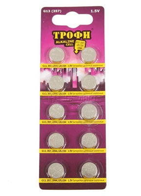 Элемент питания ТРОФИ G13 (357) LR1154 (кратно 10)