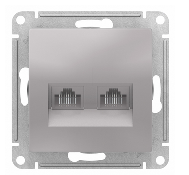 AtlasDesign Алюминий  Розетка 2-местная компьютерная RJ45+RJ45, кат.5E, механизм ATN000385
