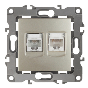 ЭРА  Эра12  Шампань  Розетка информационная + телефонная RJ45+RJ11,   12-3109-04