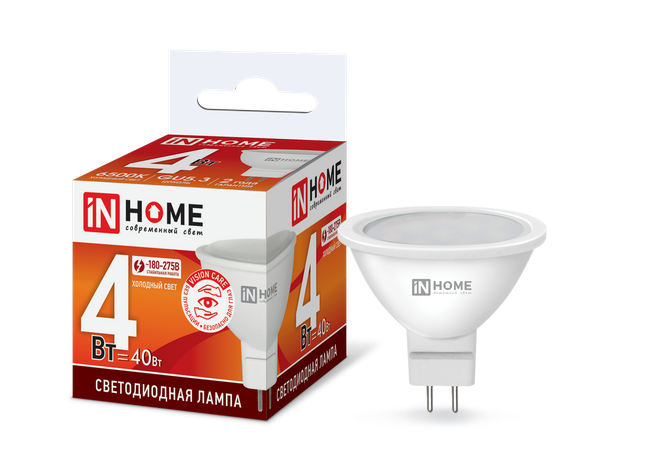 Светодиодная лампа IN HOME JCDR  4Вт 230В 6500К GU5.3