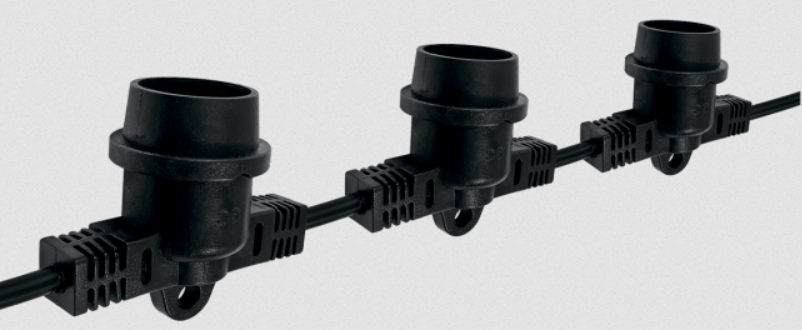 Уличная IP65 Гирлянда Белт Лайт 18 м, PBL-S60/ L18+1.5 Black E27 (шаг 30 см)  220 В, каучук+ПВХ Jazzway